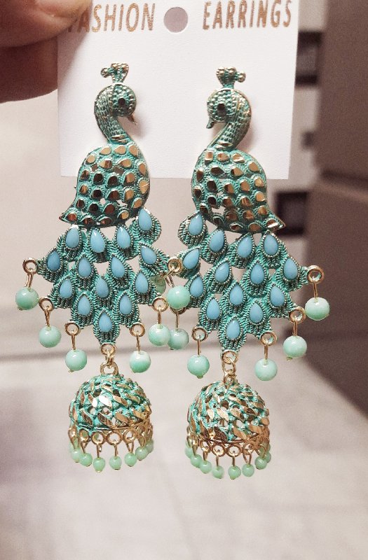 Styylo Fashion Traditional Peacock Shape LCT Stone Studded 2 Floor Jhumka  Earring - Styylo Fashion - 3999798