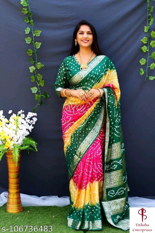 Find Taffeta Silk Hand Bandhej Bandhani Saree by Raj Bandhani Works near me  | Jamnagar, Jamnagar, Gujarat | Anar B2B Business App