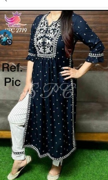 Casual Wear Straight Naira cut kurti with pent, Wash Care: Dry clean at  best price in Ahmedabad