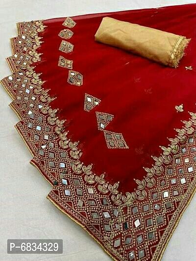 soft heavy padding georgette fabric on beautiful embroidered cpallu heavy  thread with real mirror and stone work on saree cut work border saree  indian real mirror work saree