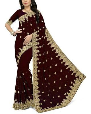 Mahendi Fancy Designer Stylish Party Wear Heavy Net Embroidery Work Saree  Collection 5761 - The Ethnic World