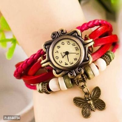 Pappi-Haunt Vintage Leather Designer Orange Butterfly Bracelet Casual  Analog Watch for Girls, Women : Amazon.in: Fashion