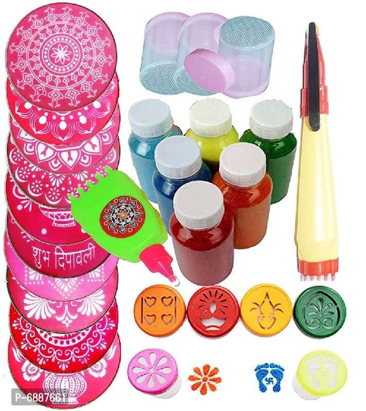 Rangoli Designs Making Kit for Floor for Diwali Decoration with 6