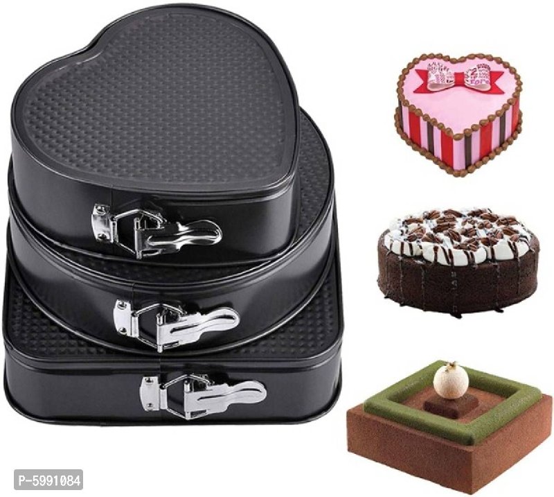 VK Stores Square Shape Cake Mould with Removable Base, Non-Stick Cake Tins/ Pan for Microwave, Oven and Bakeware, Black (Set of 4) - 106 : Amazon.in:  Home & Kitchen