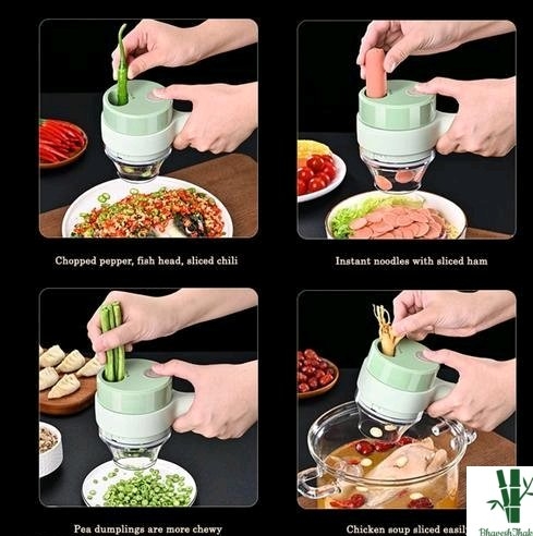 4 In 1 Portable Electric Vegetable Cutter Set, Electric Cordless