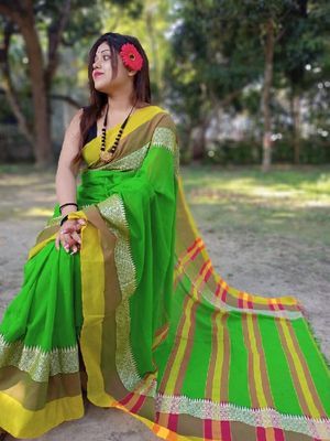 Pushpa khadi cotton saree with blouse