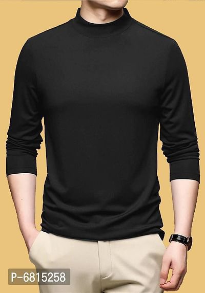 Polyester Blend Solid High Neck Tees Polyester Blend Solid High 
