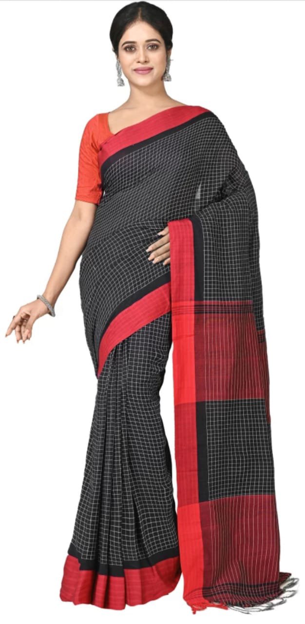 Brown Printed Blended SICO Cotton Saree 500 gms – Kalpana