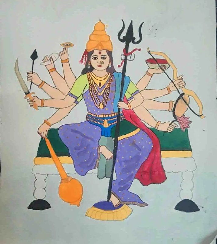 Jai Mata Di 🌺🙏Art by @jyotiguptaart Learn Maa Durga Drawing from YouTube  channel - JYOTI GUPTA ART LIKE COMMENT SHARE Mechanic... | Instagram