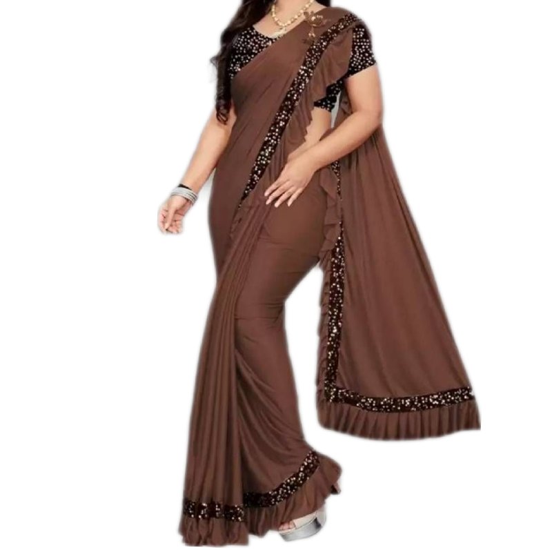 Buy online Coffee Brown Contrast Saree With Blouse from ethnic wear for  Women by Divaastha for ₹1899 at 65% off | 2024 Limeroad.com