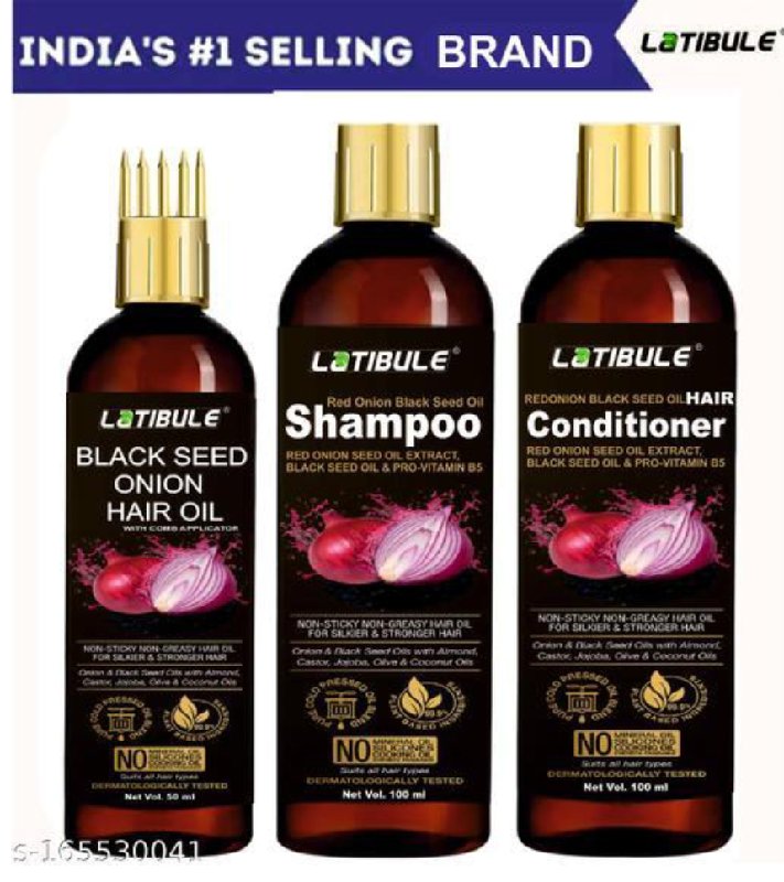 Latibule Red Onion Black Seed Oil Ultimate Hair Care Kit (Shampoo(100ml) +  Hair Conditioner(100ml) + Hair Oil(60ml))- Net Vol (3 Items in the set) |  