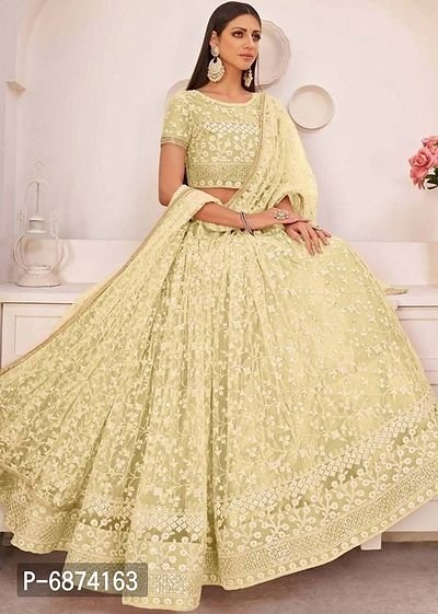 Beautiful yellow colour embroidery work lehenga choli- Shoplance – ShopLance