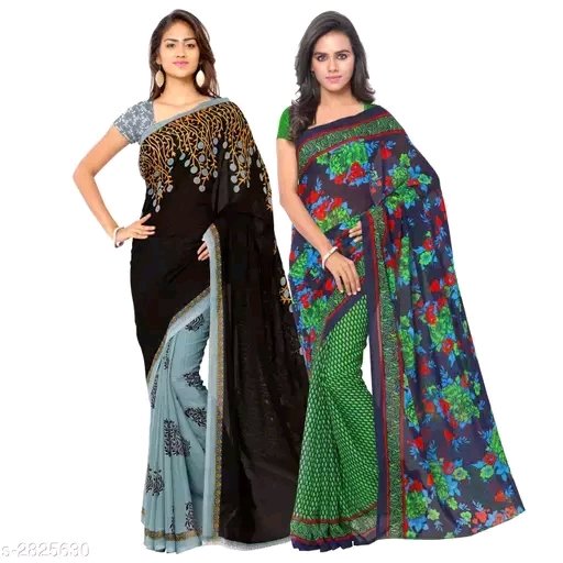 Buy Dori Floral Print, Dyed Daily Wear Chiffon Green, Red Sarees Online @  Best Price In India | Flipkart.com