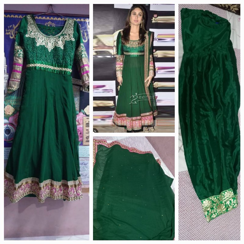 Buy Kareena Kapoor Sea green and turquoise color georgette anarkali kameez  in UK, USA and Canada