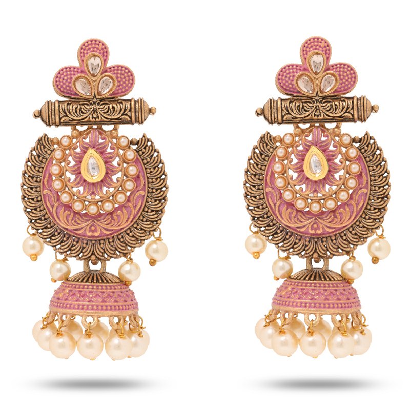 Red and Gold Plated Enamelled Dome Shape Earrings – TWINIV