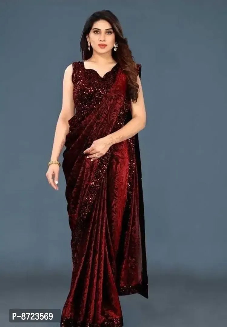 Buy PD CLOTH VILLA Embroidered Bollywood Velvet Maroon Sarees Online @ Best  Price In India | Flipkart.com