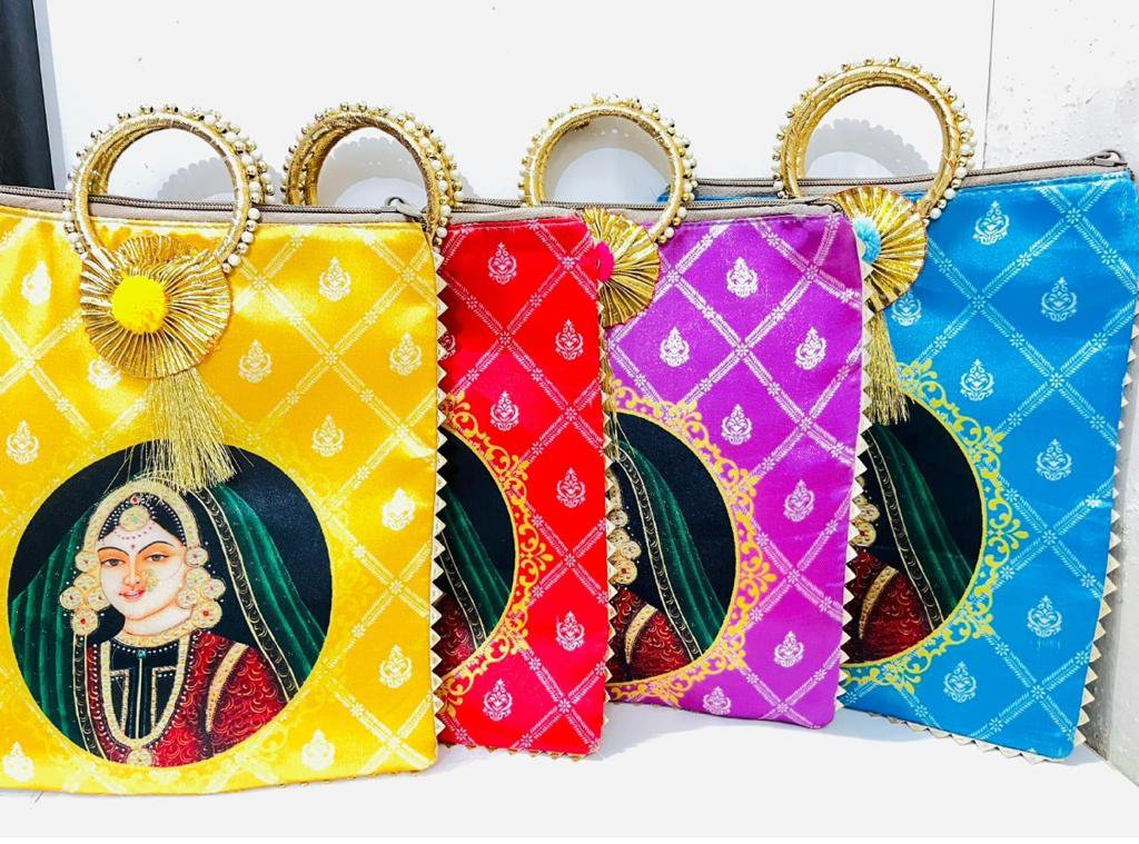 Fancy Walas Designer Rajasthani Style Royal Clutch Silk Potli Batwa Bag  Potli Gold - Price in India | Flipkart.com