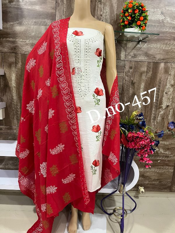 Unstitched cotton salwar store suit with dupatta