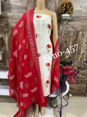 Unstitched cotton salwar shop suit with dupatta