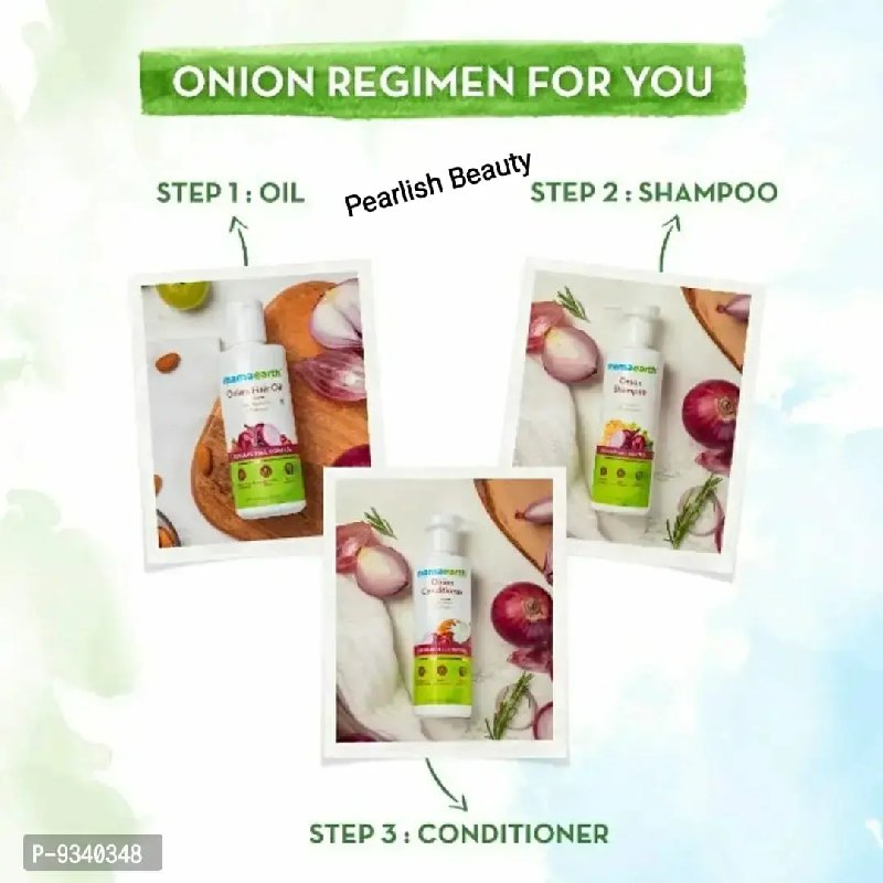 Mama earth Anti Hair Fall Spa Range: Onion Shampoo 250 ml + Onion Conditioner 250 ml + Onion Hair Oil 150 ml Mama earth Anti Hair Fall Spa Range: Onion Shampoo 250 ml + Onion Conditioner 250 ml + Onion Hair Oil 150 ml
