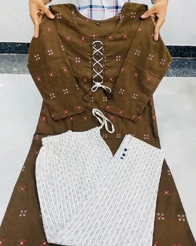 Stylish Chocolaty Printed Jacket Kurti with Fancy Sleeves | Bhadar