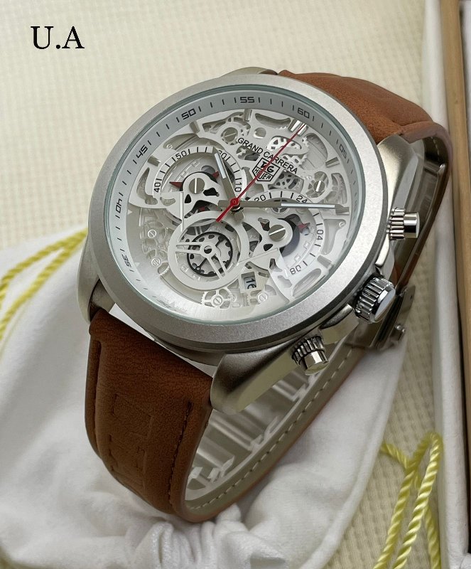 Tag Heuer CR7 A perfect combination of White dial with silver case and  brown leather strap