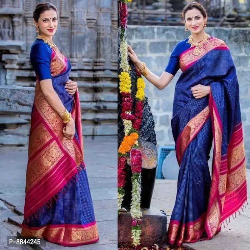 Fancy Semi Banarasi Weaving Saree with Blouse - Chennai Silk Online Shop