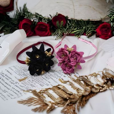 2pcs/set Women's Gold-tone Flower Design Alloy & Resin Waist Cincher Clip  To Stop Slipping - Great For Daily Wear