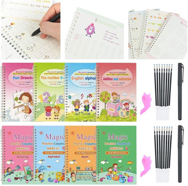 laaysa laaysaa Magic Practice Copybook, Sales Package :4 Magic Books, 1  Pen, 1 Pen Holder 10