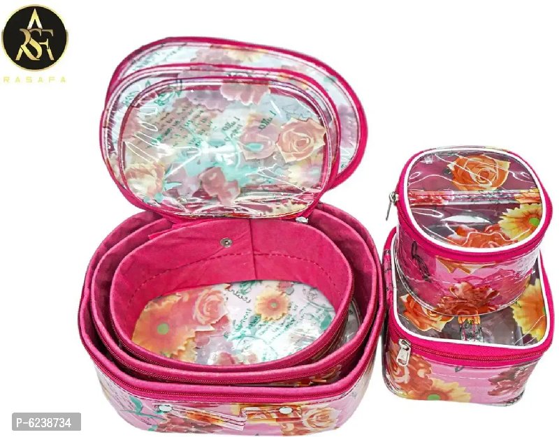 RASAFA Trendy and Stylish Cosmetics Bag Bridal Organizer, Jewellery Vanity  Box (Pink)