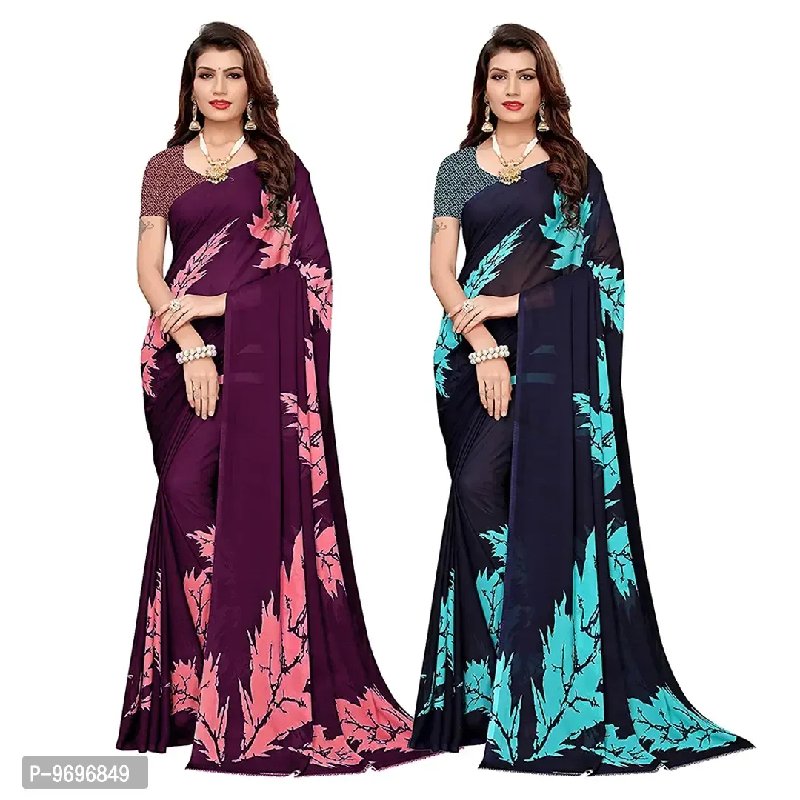 50% OFF on Trendz Georgette Saree Combo of 2 (TZ_COMBO_Royel_Chikoo) on  Amazon | PaisaWapas.com