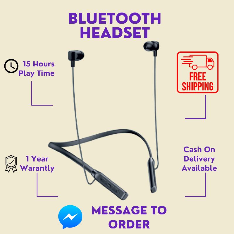 Wireless Bluetooth Neckband with 15 Hour Playing Time gintaa