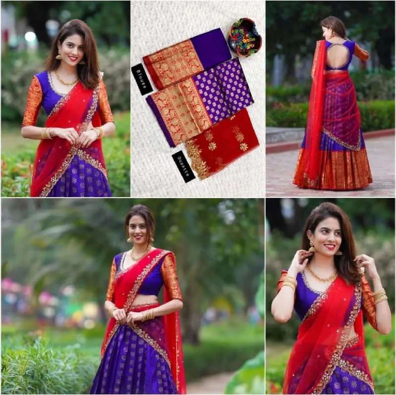 South Indian half saree with net dupatta | Zeenat