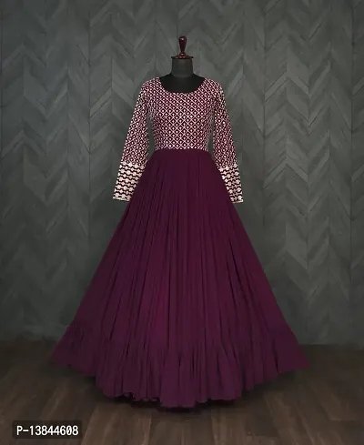 Graceful Maroon Color Georgette With Heavy Embroidery Sequence Work Party  Wear Gown