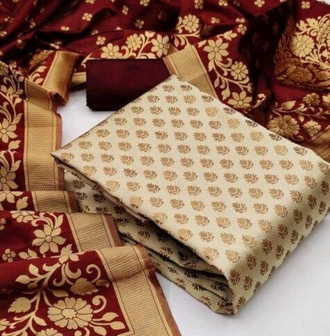 Banarasi Silk Dress Material, for Making Textile Garments, Feature :  Comfortable, Easily Washable, Skin Friendly at Rs 300 / Meter in Varanasi