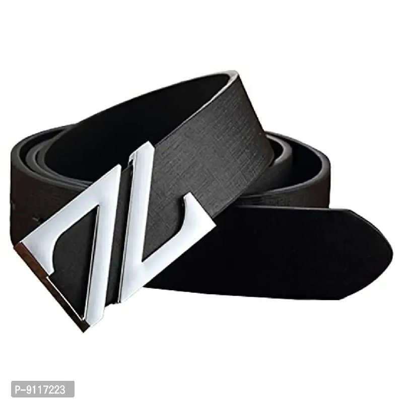 Syga Belt Men's Alphabet Leather Belt Stylist Belt Smooth Buckle Belt Girls  Casual Clothing Pants (Black)