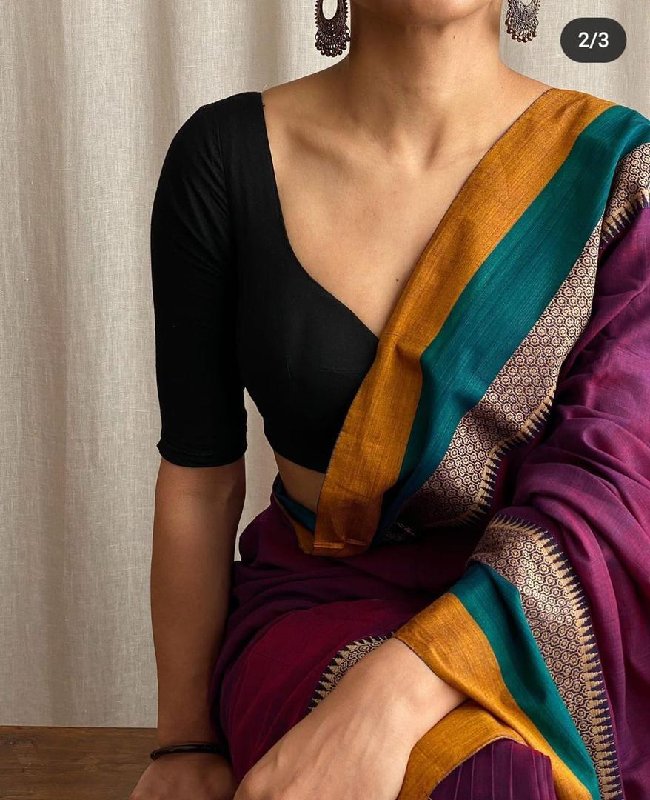 Sutisancha Orenge Khadi Saree with Designer Blouse