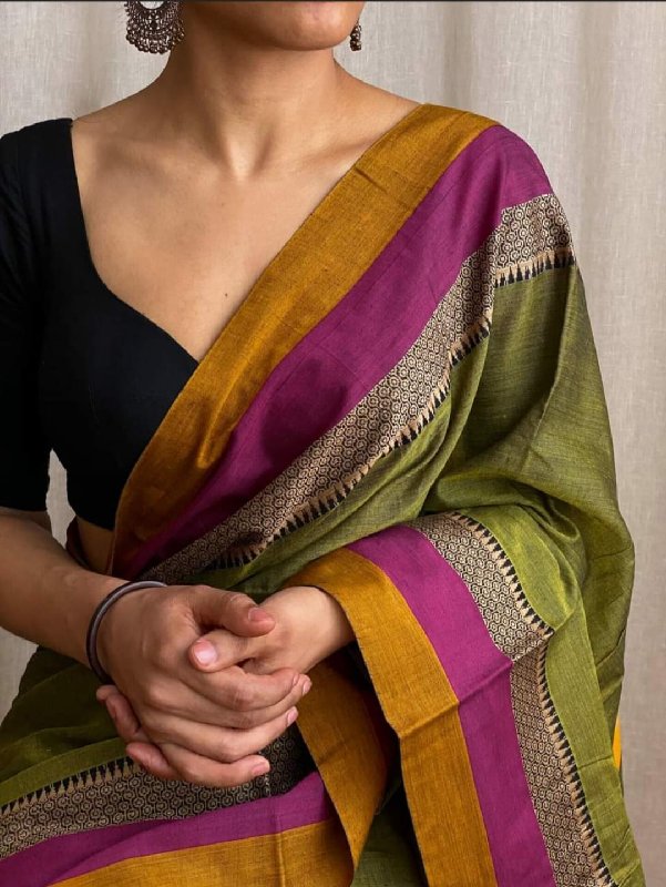 Pushpa khadi cotton saree with blouse