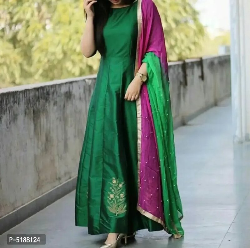Buy Multi Colour Party Wear Heavy Readymade Gown With Red Dupatta | Gowns