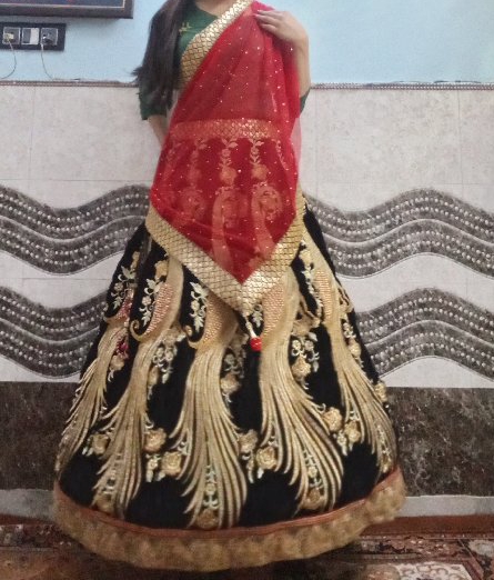Pink zardozi peacock motifs bridal lehenga by Ram Kishan Sarees