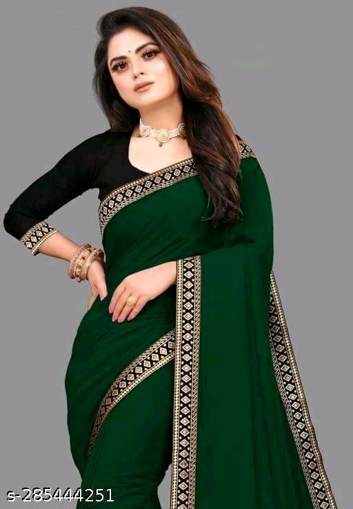 Belt Saree Soft Silk Green Lace border saree With Blouse