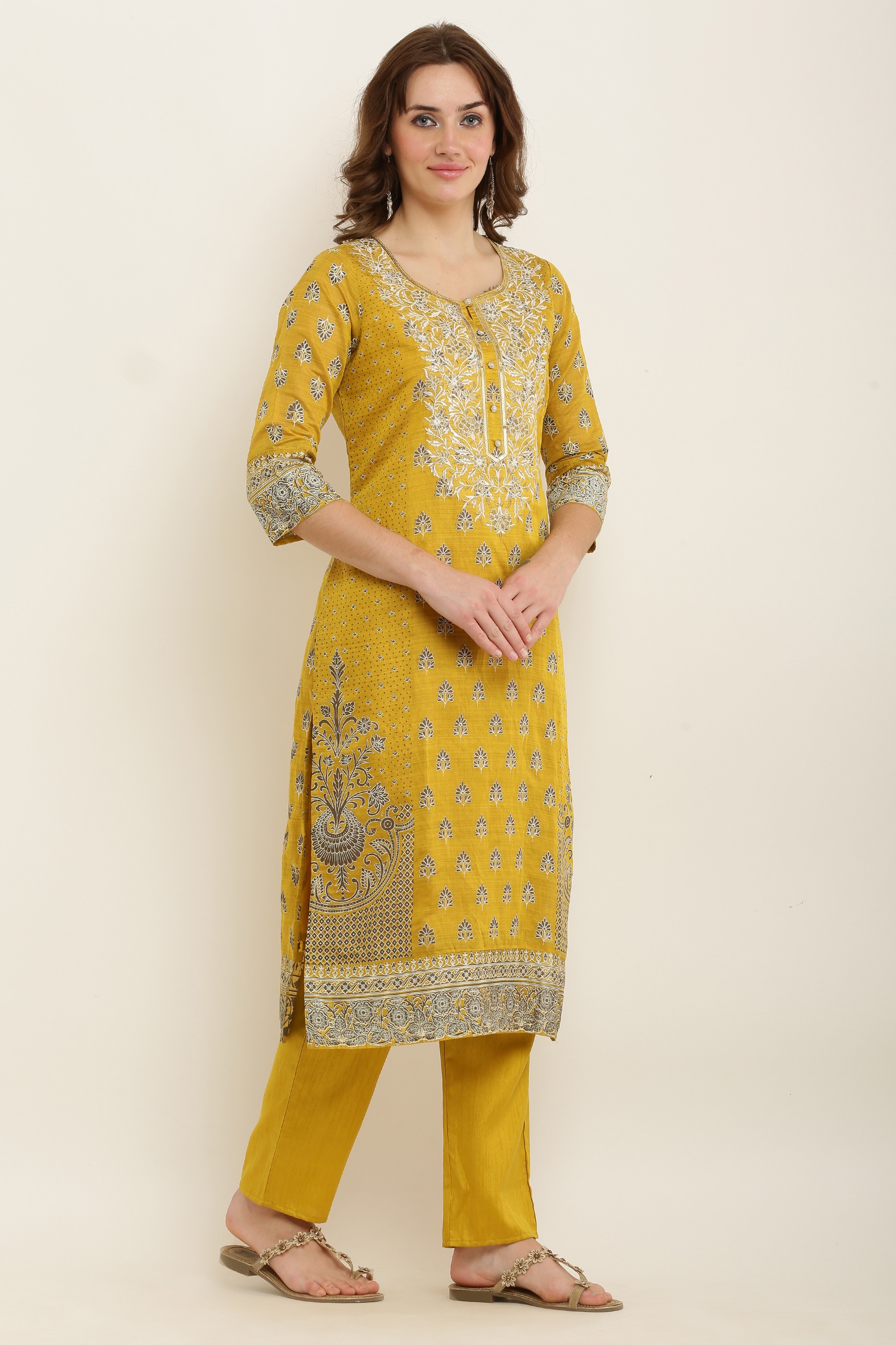 Buy Women A-Line Kurti | Ladies Kurta Kameez Top Ethnic Ready to Wear |  Suits with Salwar Palazzo Trouser Pants | for Casual Formal Traditional  Wear Online at desertcartINDIA