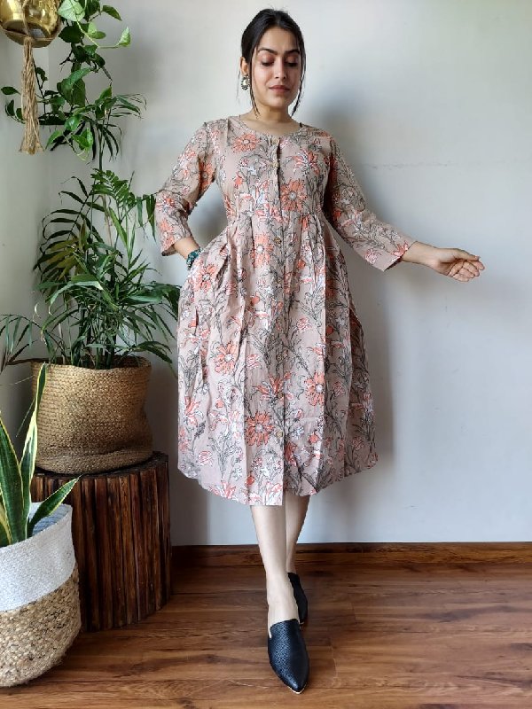Cotton one piece kurti dress | Printed cotton dress, Cotton dresses, Dress