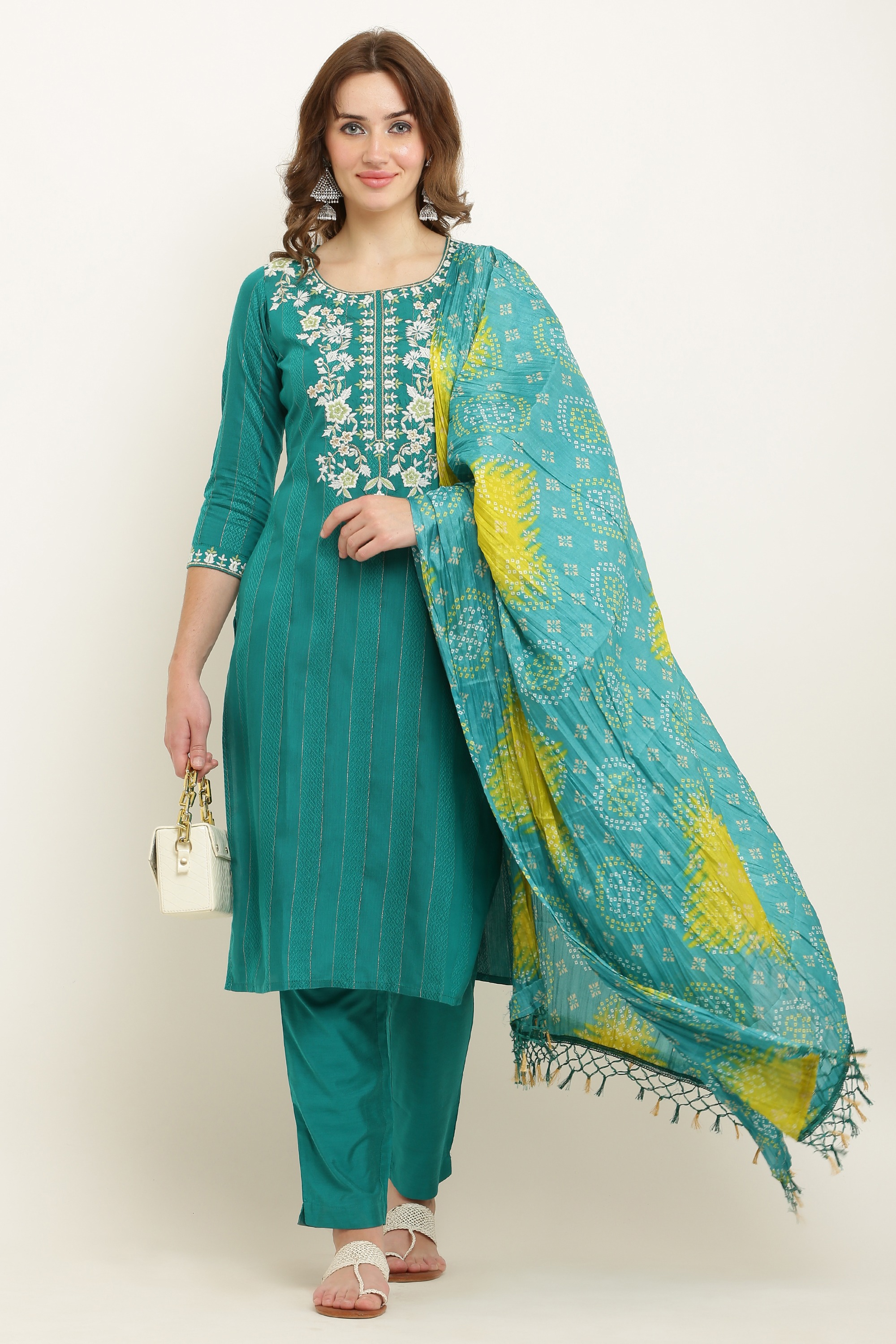 Buy Rangun Women's Straight Fit Cotton Kurta with Trouser Pants and Dupatta  (Turquoise Color ,KPD07C-GREEN) Online at Best Prices in India - JioMart.