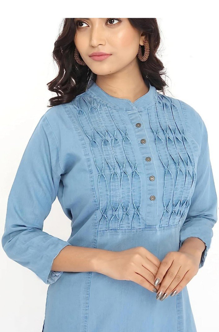 Blue Denim Maternity Shirt Midi Dress For Women'S At Aaruvi Ruchi Verma