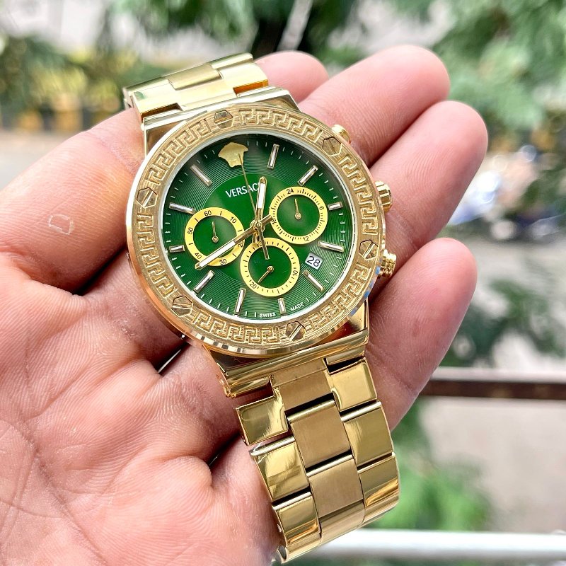 Gold watch green face mens best sale