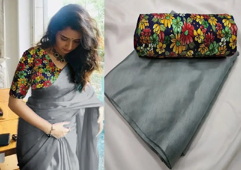 25 Classy Plain Saree With Designer Blouse Looks-EveryShadeOfWomen
