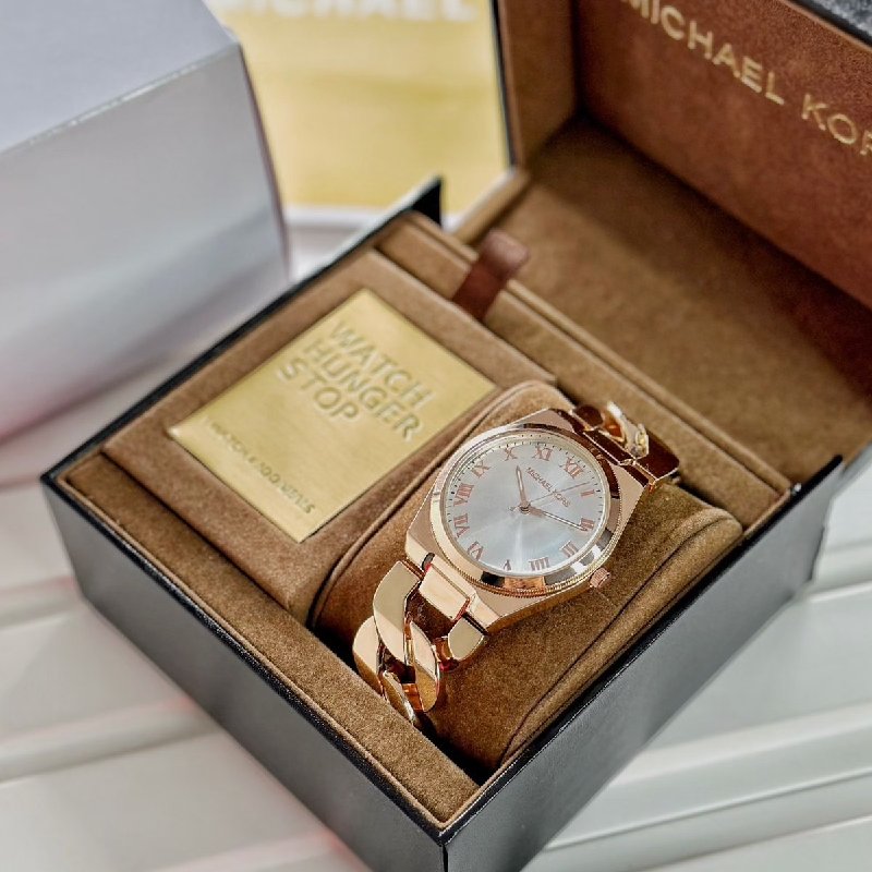 Michael kors hunger on sale stop watch rose gold