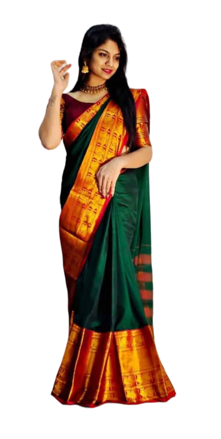 Narayanpet silk saree pink and blue with allover zari woven floral but –  Prashanti Sarees