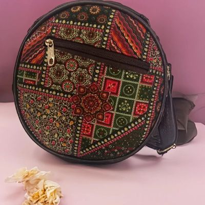 Multicoloured Patched Round Sling Bag